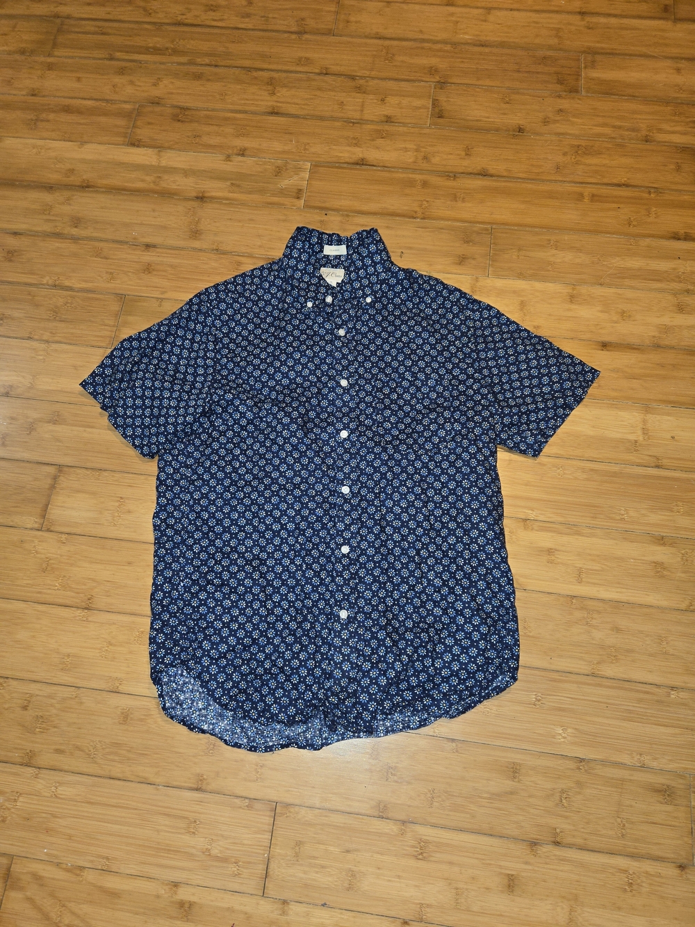 J Crew 100% Linen Shirt Men Small Classic Floral Short Sleeve